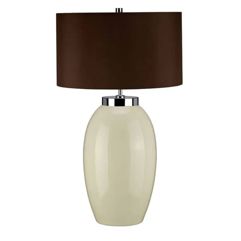 Rabat Lampa stołowa ceramiczna kremowo-brązowa 70cm VICTOR LRG/TL CR z serii VICTOR - Elstead Lighting